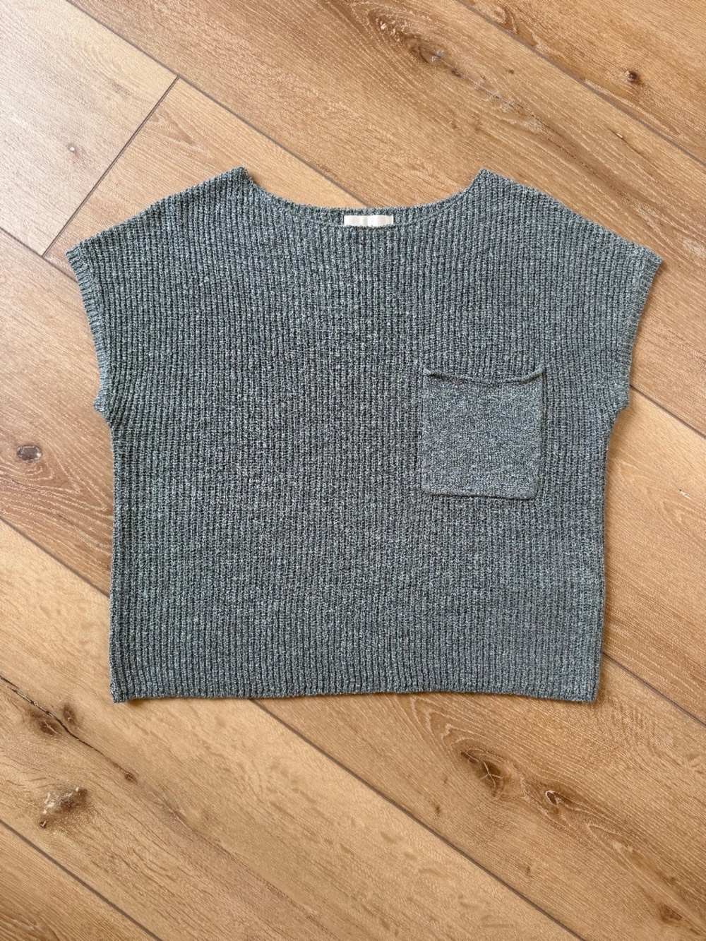 Be Cool Short Sleeve Sweater Top with Front Pocket